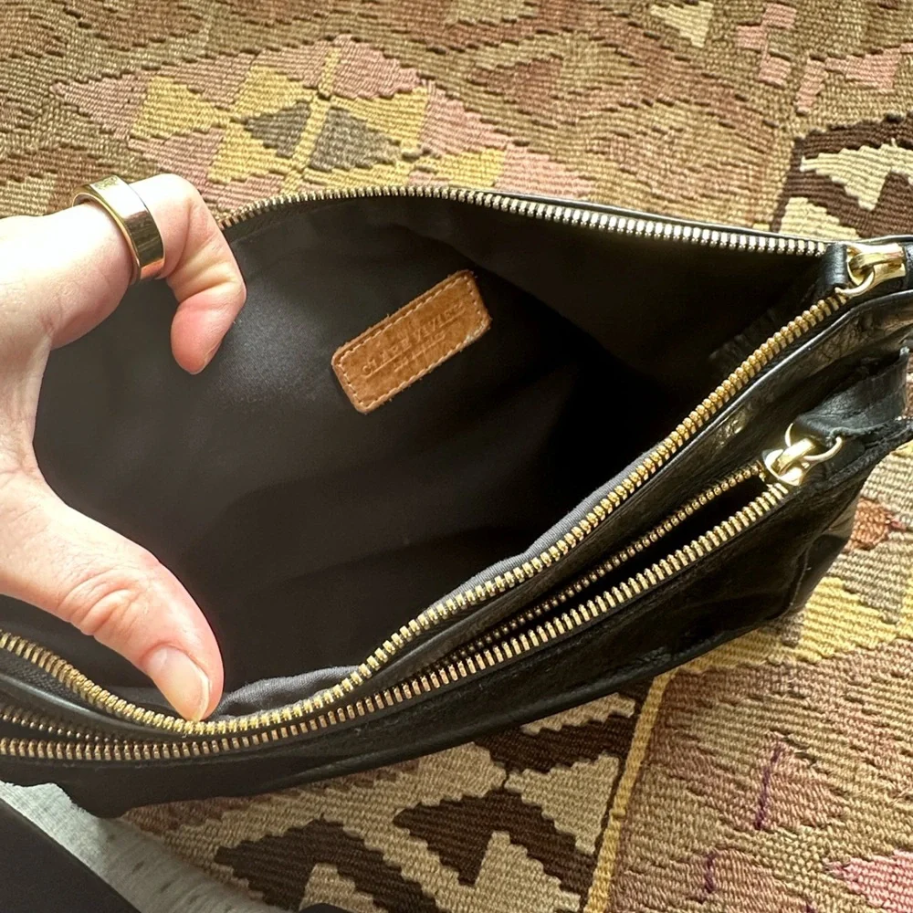 Clare V Black Leather and Suede  gosee clutch Crossbody Bag - Picture 6 of 7